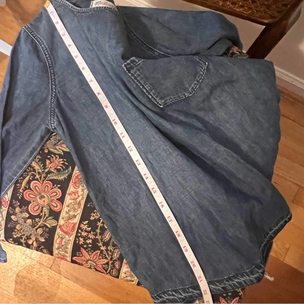 Madewell | Denim Raw Hem 3/4 Sleeve Top Size X-Small - Picture 8 of 8
